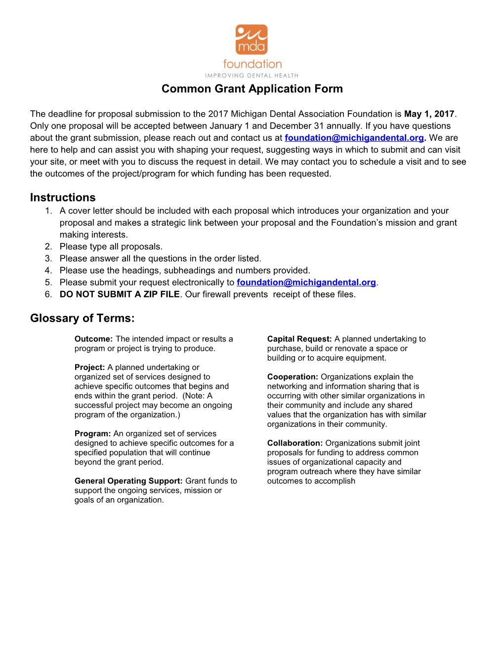 Common Grant Application s2