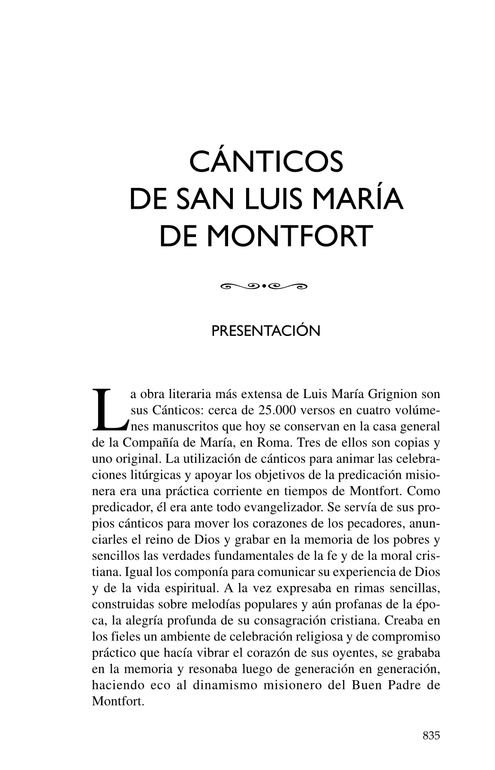 Cánticos De San Luis María De Montfort