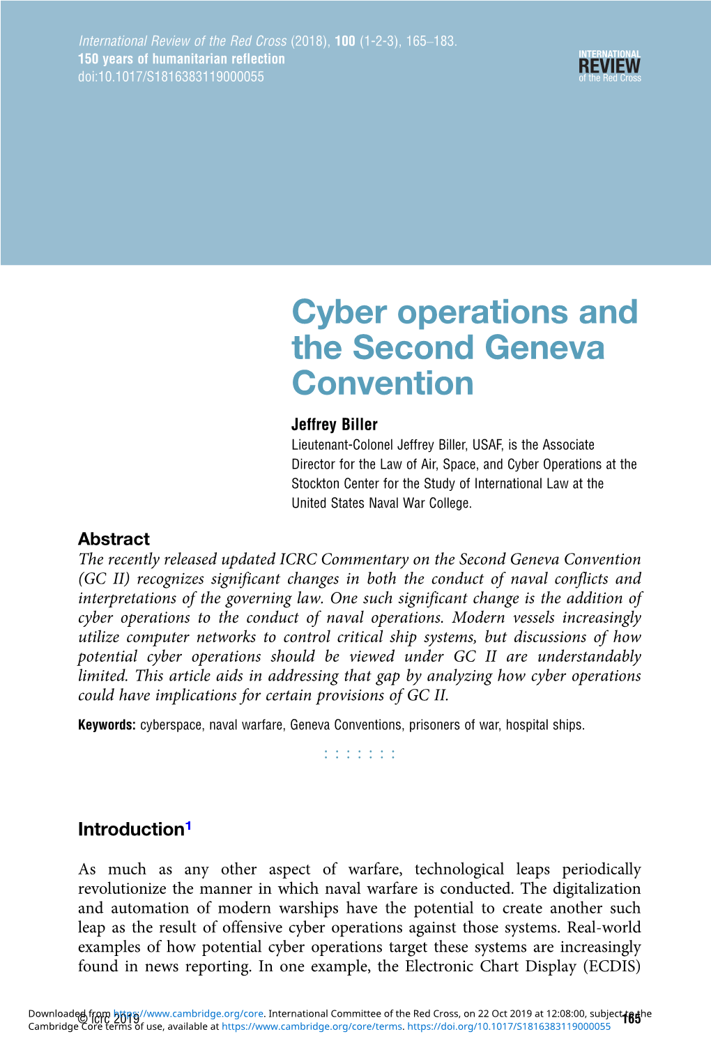 Cyber Operations and the Second Geneva Convention