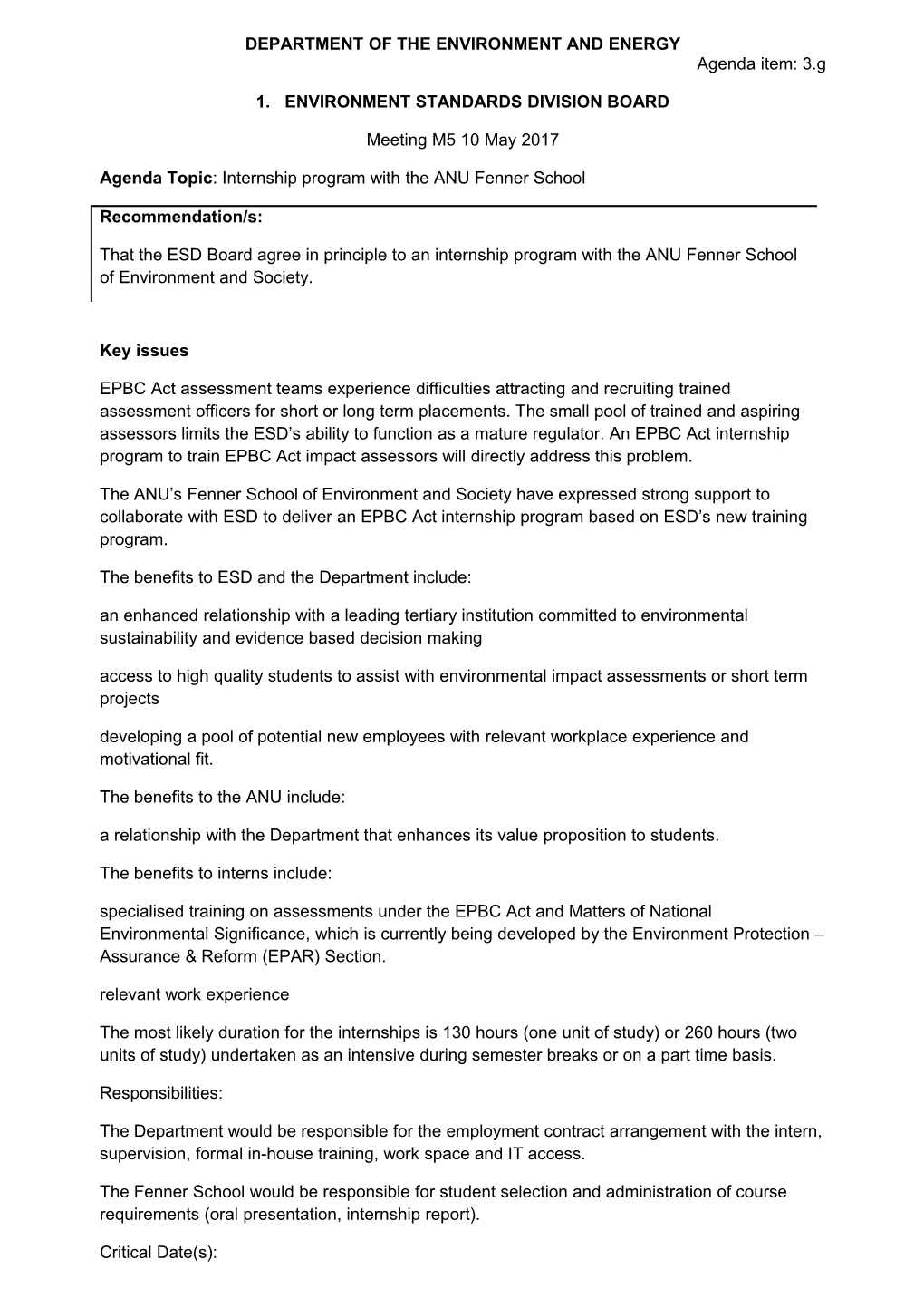 Environment Standards Division BOARD