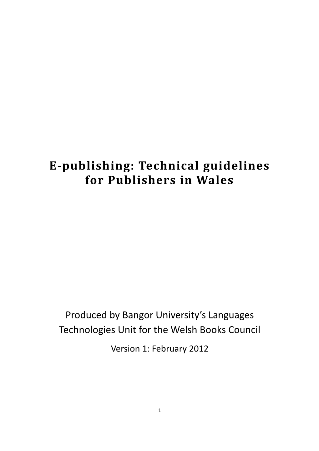E-Publishing Technical Guidelines for Publishers