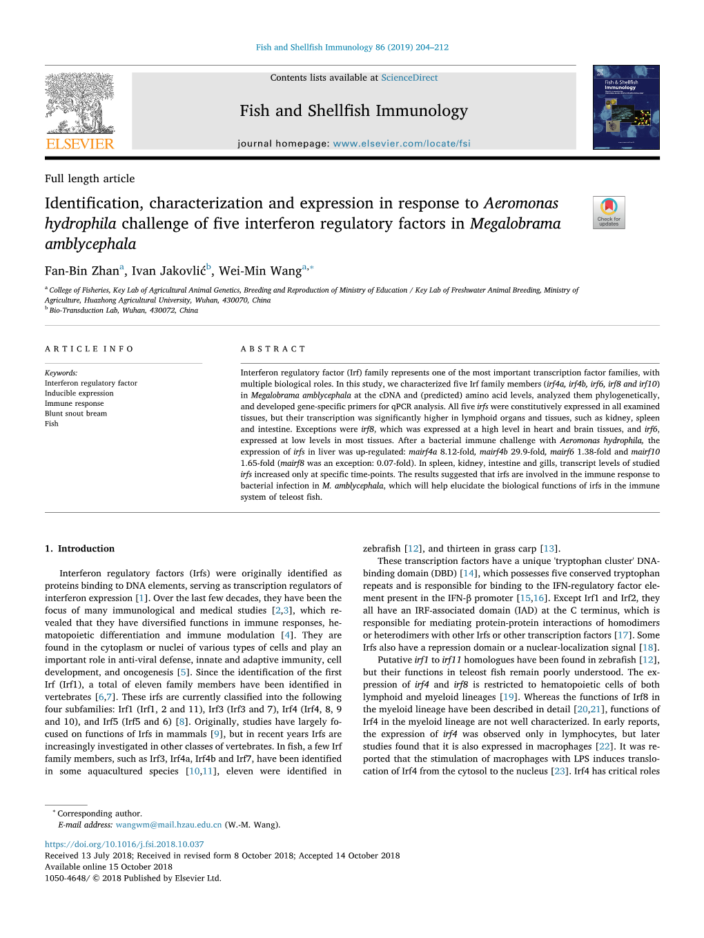 Identification, Characterization and Expression in Response To