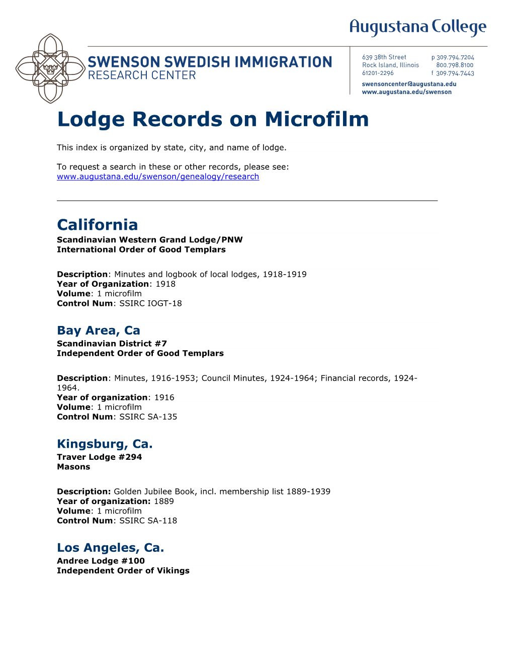 Lodge Records on Microfilm