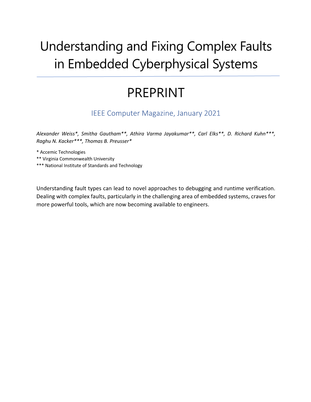 Understanding and Fixing Complex Faults in Embedded Cyberphysical Systems PREPRINT