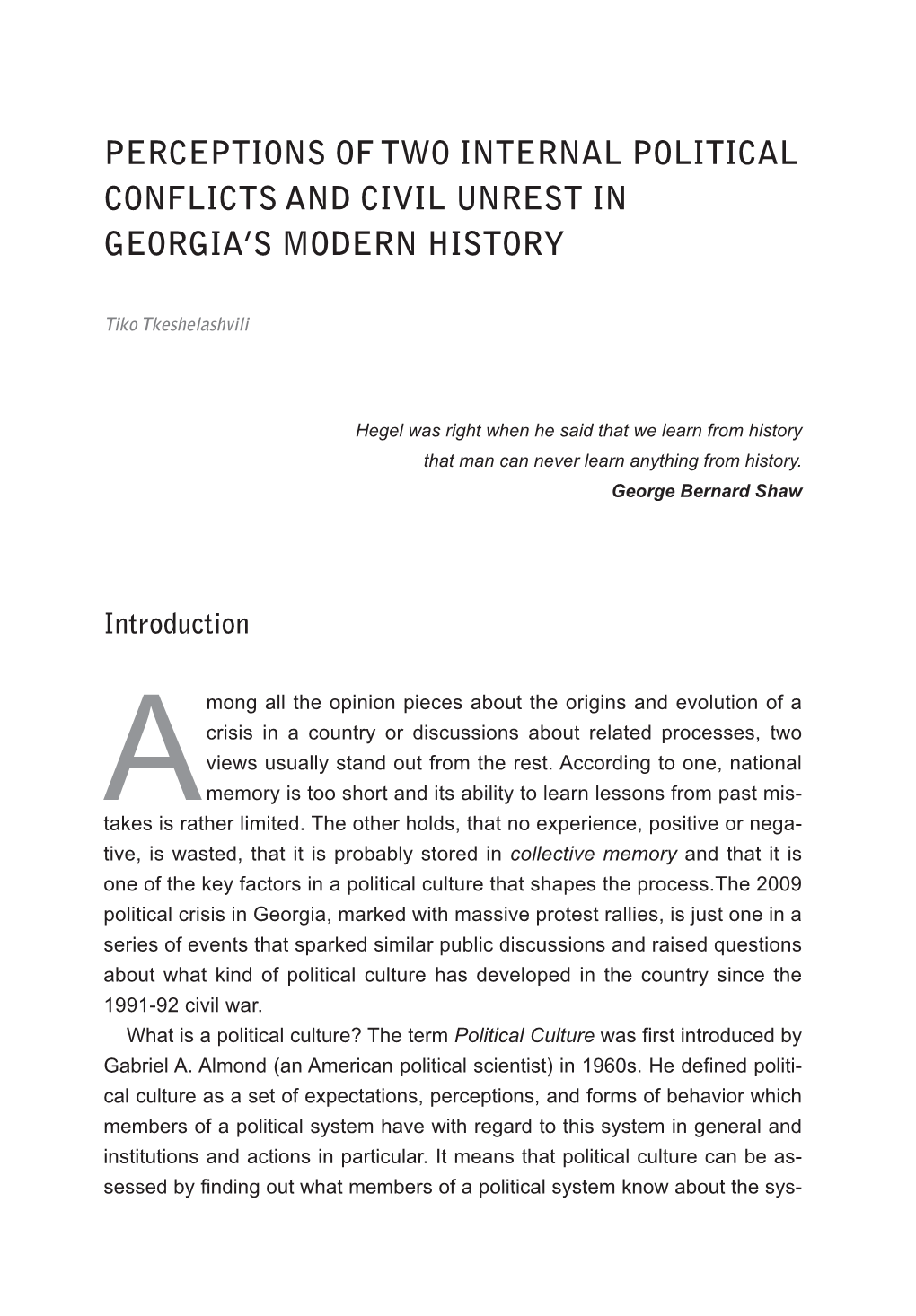 Perceptions of Two Internal Political Conflicts and Civil Unrest in Georgia's Modern History