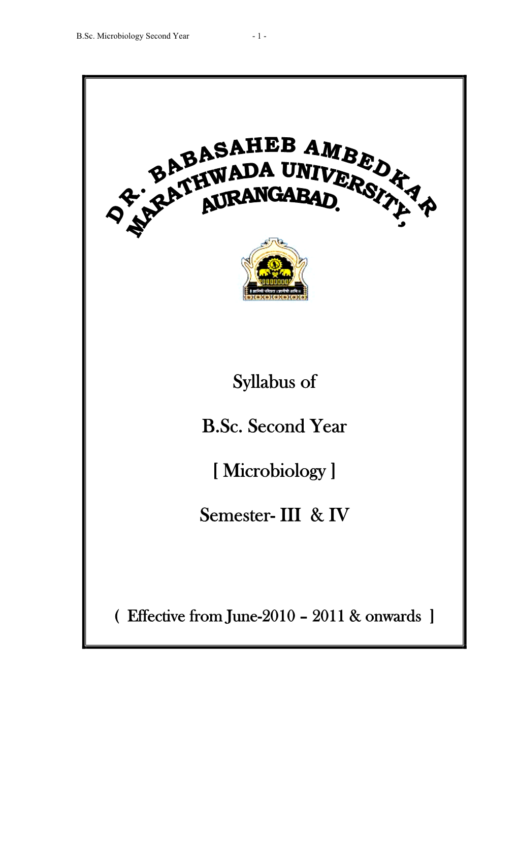 Syllabus of B.Sc. Second Year [ Microbiology ] Semester- III & IV