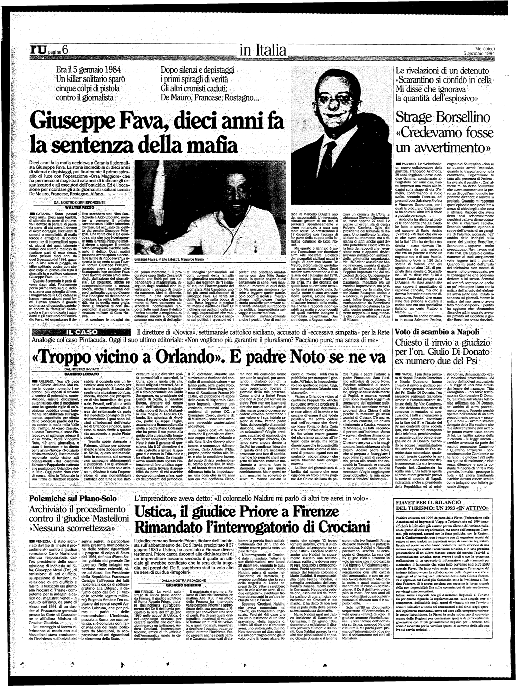 Giuseppe Fava, Dieci Anni Fa Sentenza Della Mafia