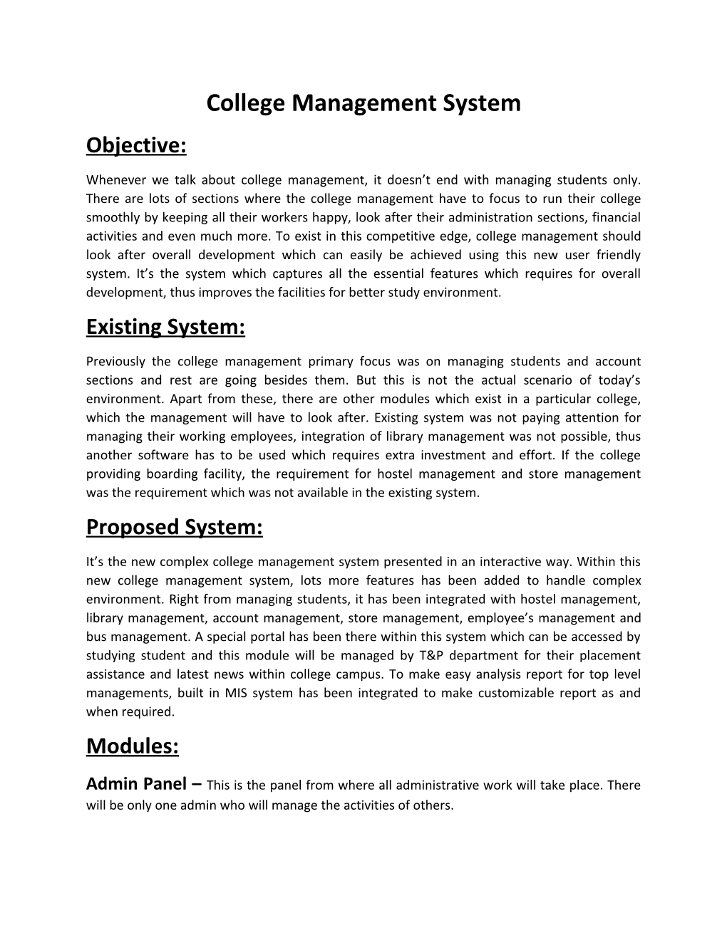 College Management System