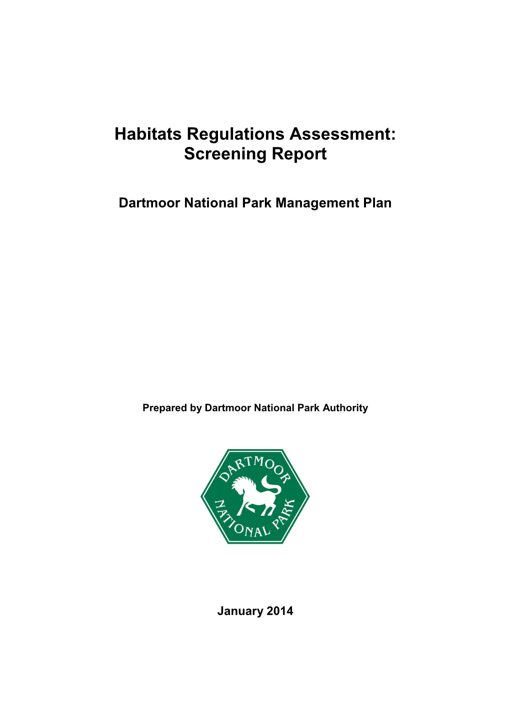 Habitats Regulations Assessment: Screening Report