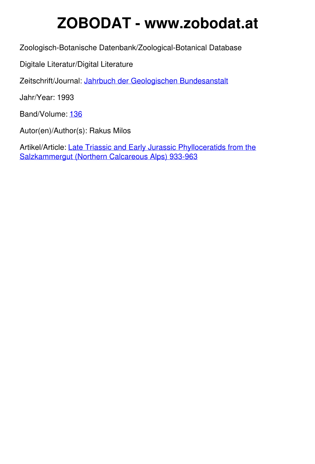 Late Triassic and Early Jurassic Phylloceratids from the Salzkammergut (Northern Calcareous Alps) 933-963 ©Geol