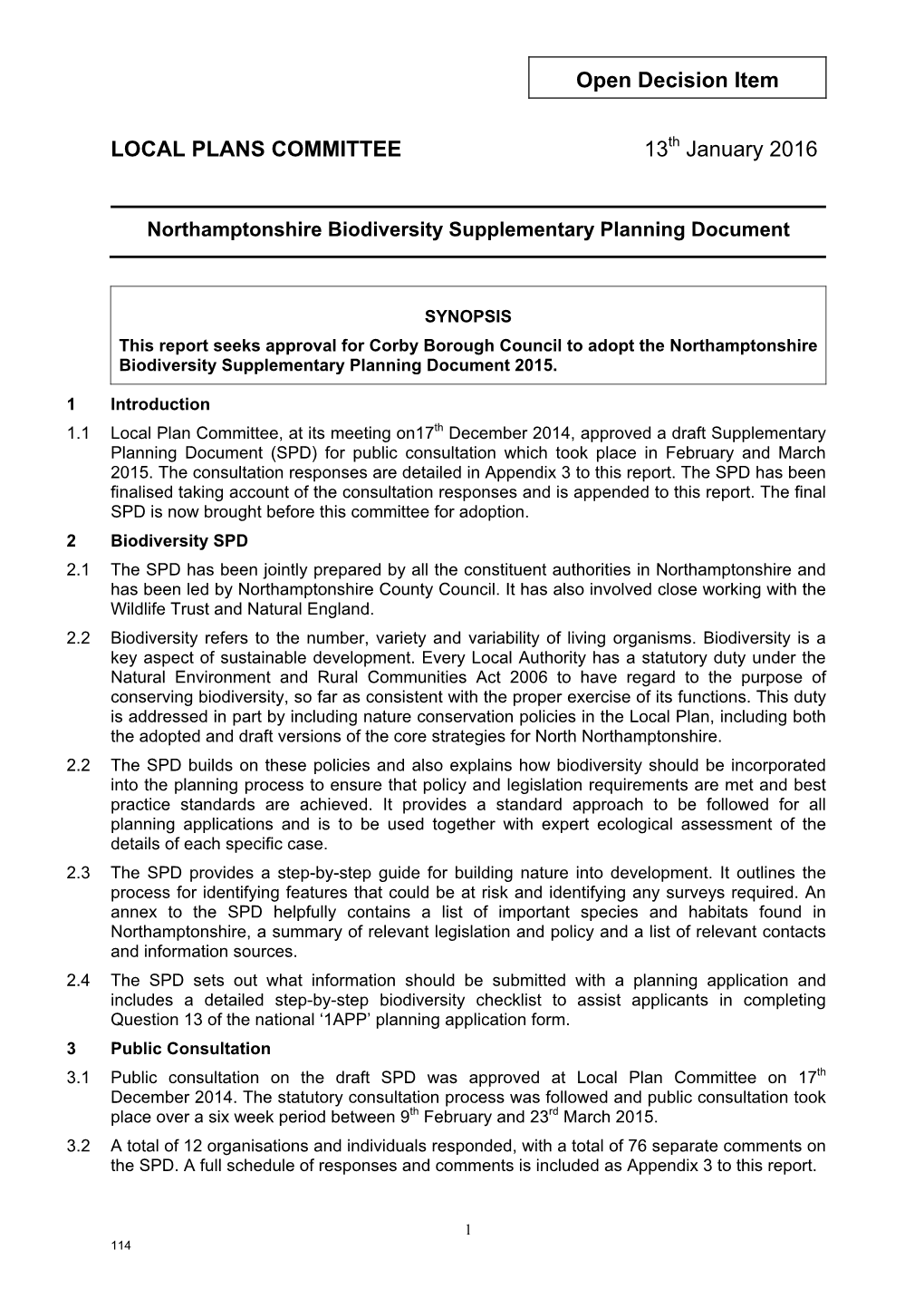 Northamptonshire Biodiversity Supplementary Planning Document