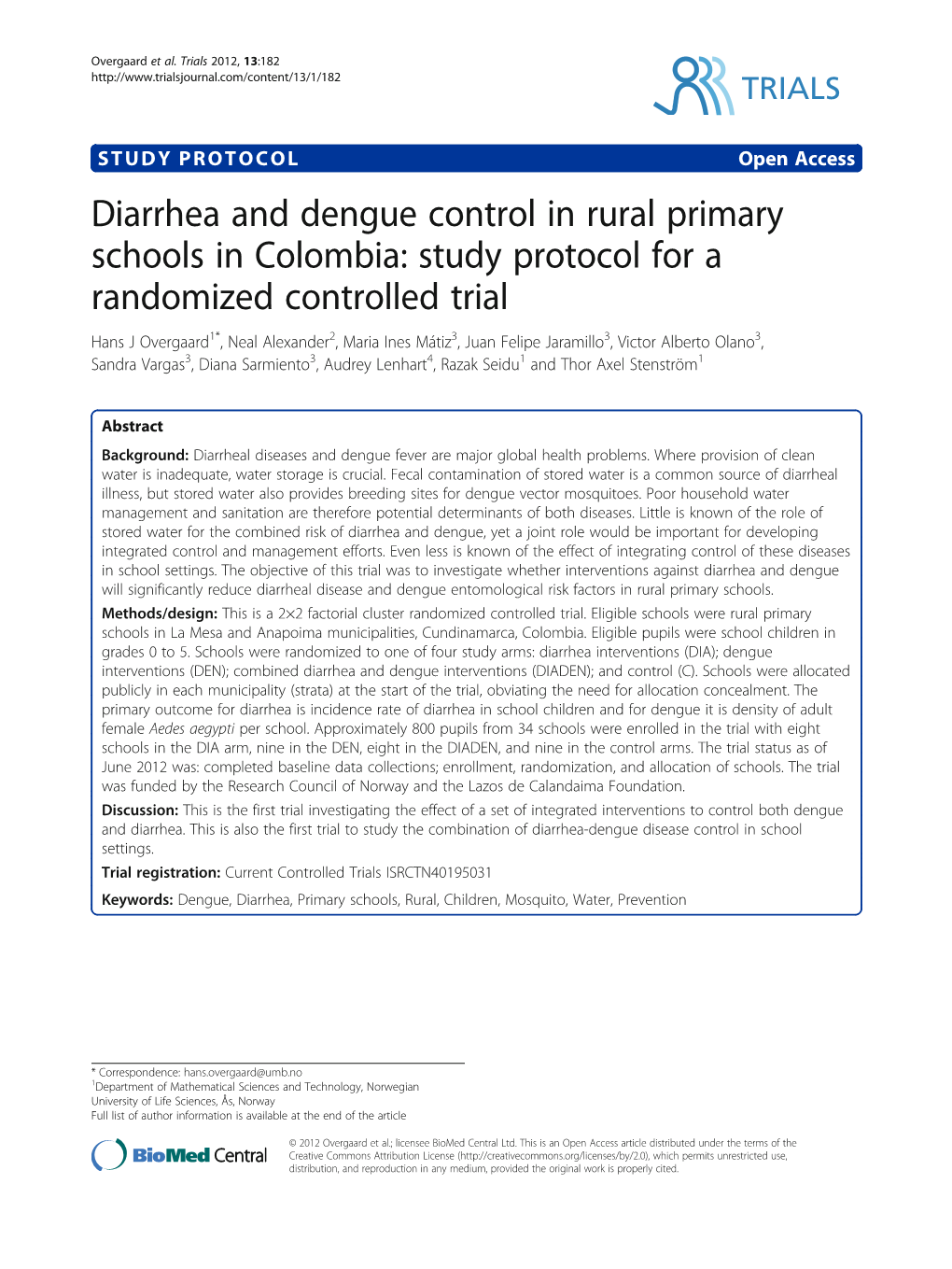 Diarrhea and Dengue Control in Rural Primary Schools In