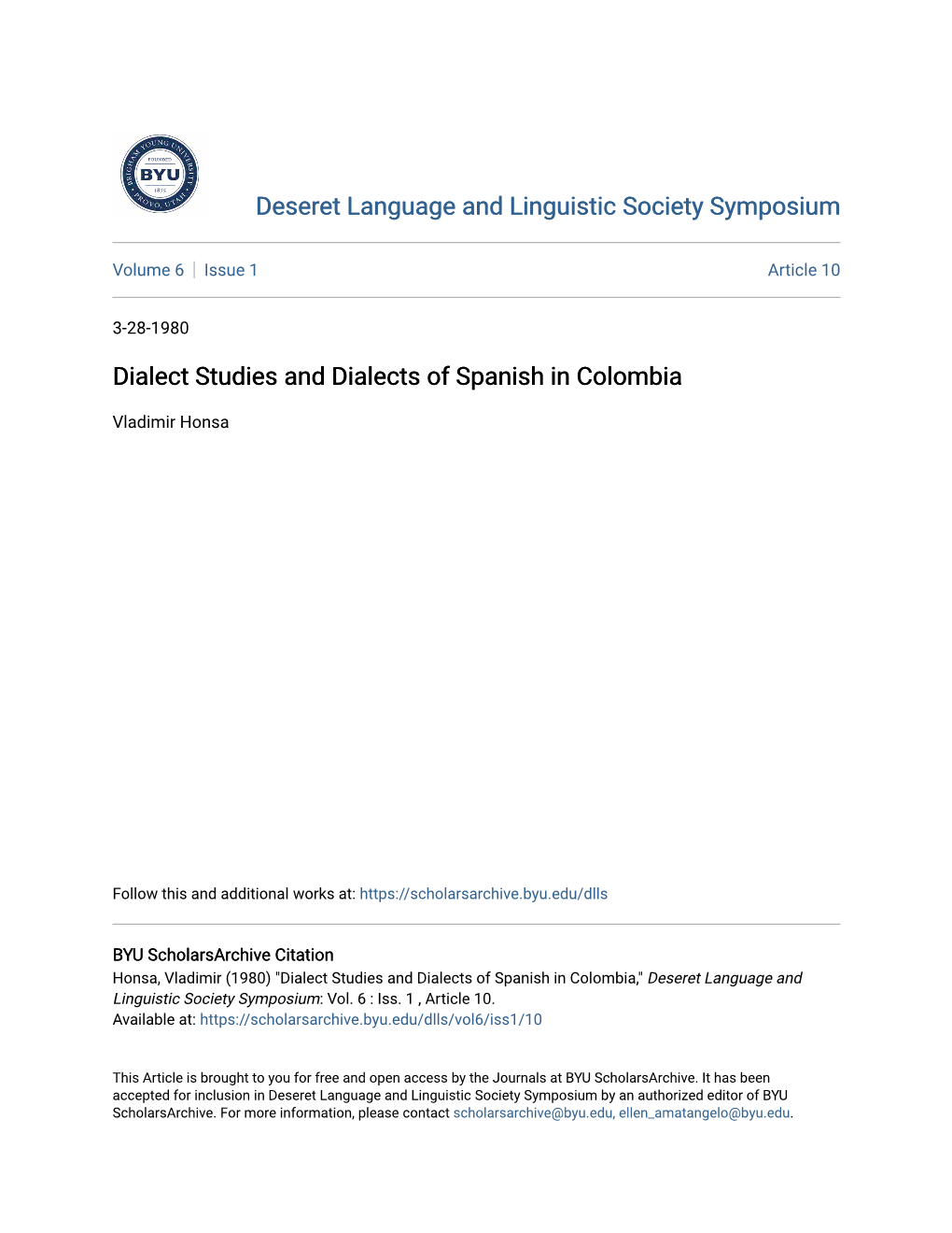 Dialect Studies and Dialects of Spanish in Colombia