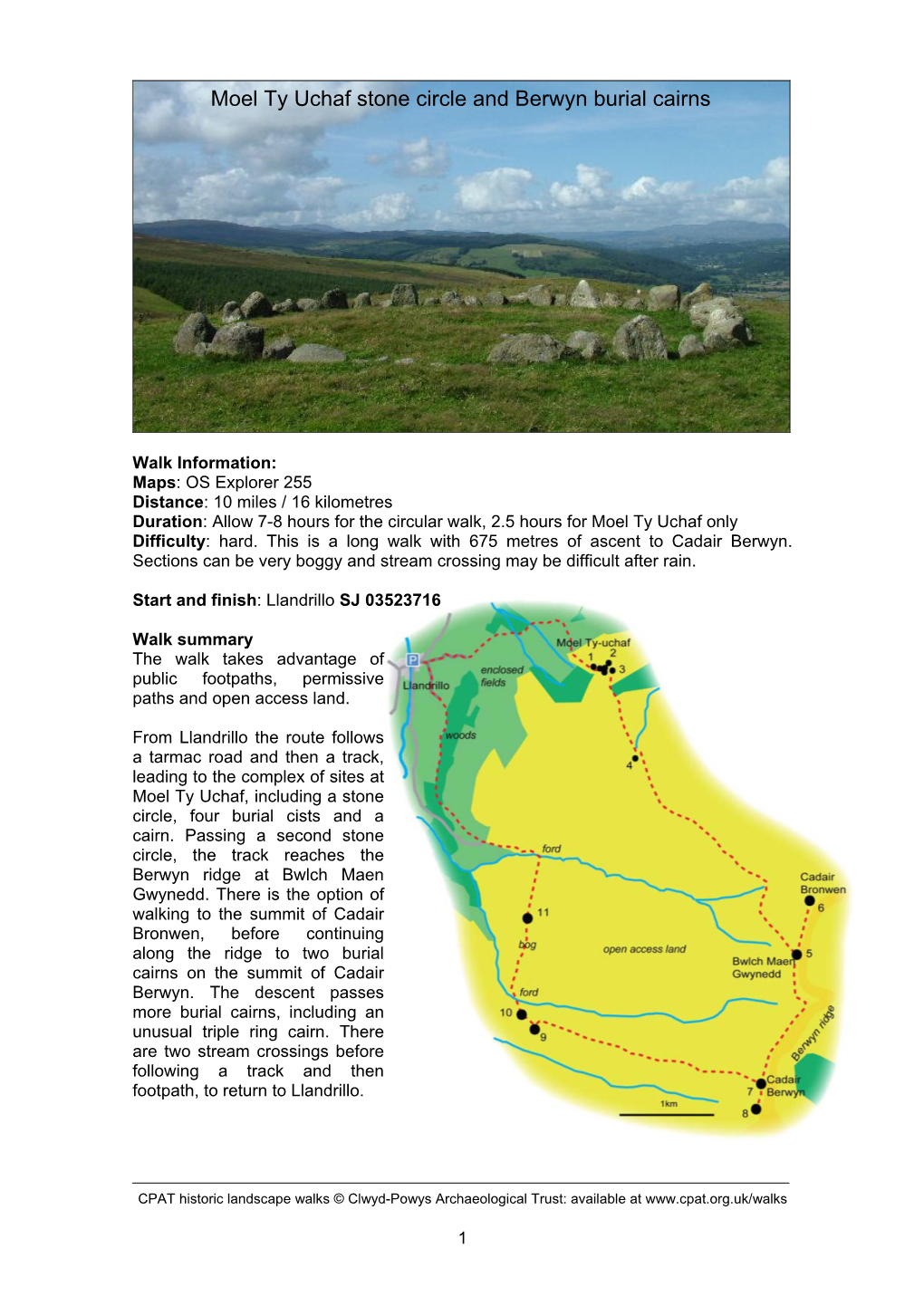 Moel Ty Uchaf Stone Circle and Berwyn Burial Cairns