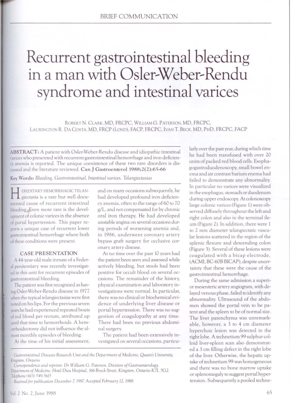 In a Itlan with Osler-Weber-Rendu Syndrome and Intestinal Varices