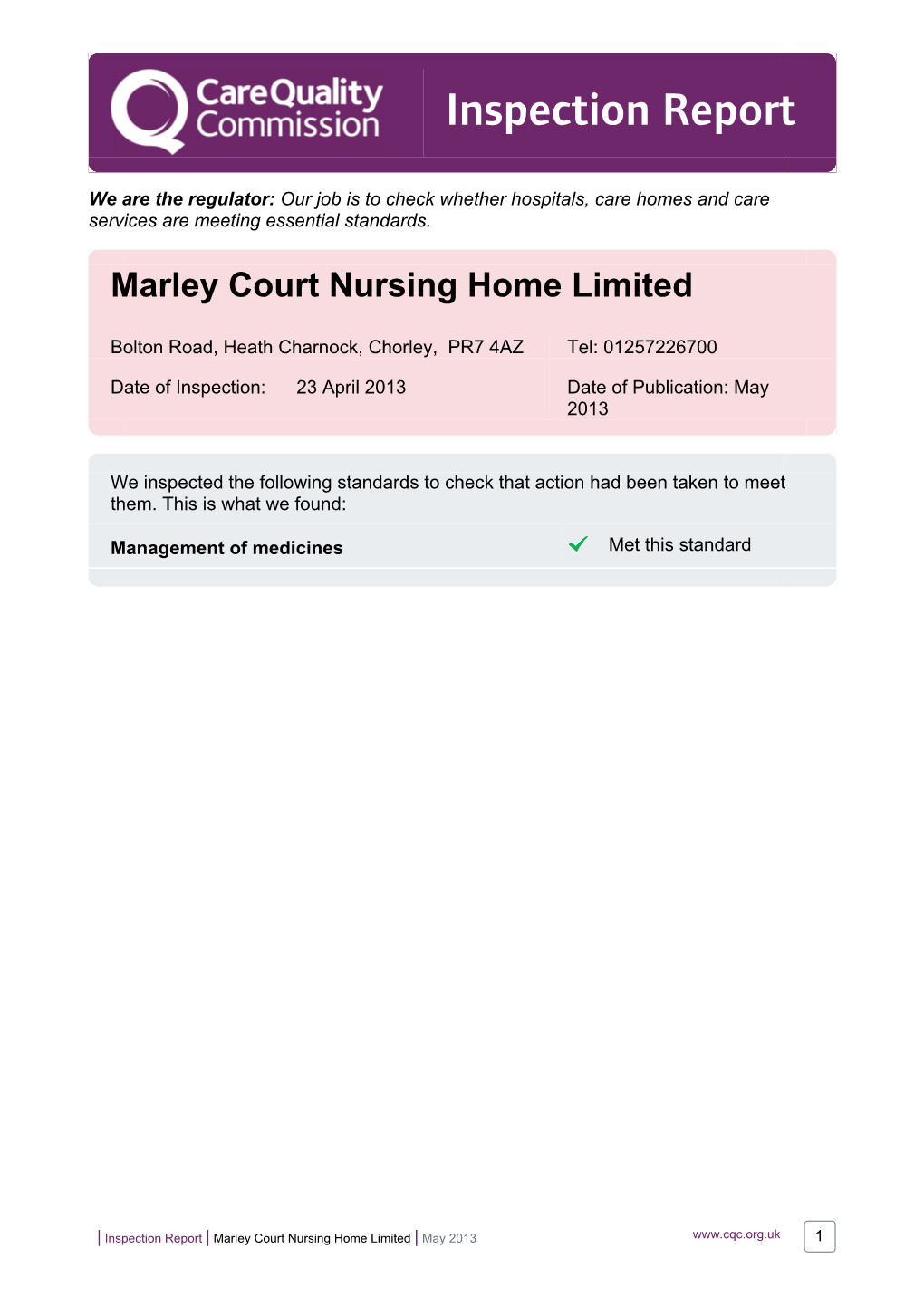 Marley Court Nursing Home Limited