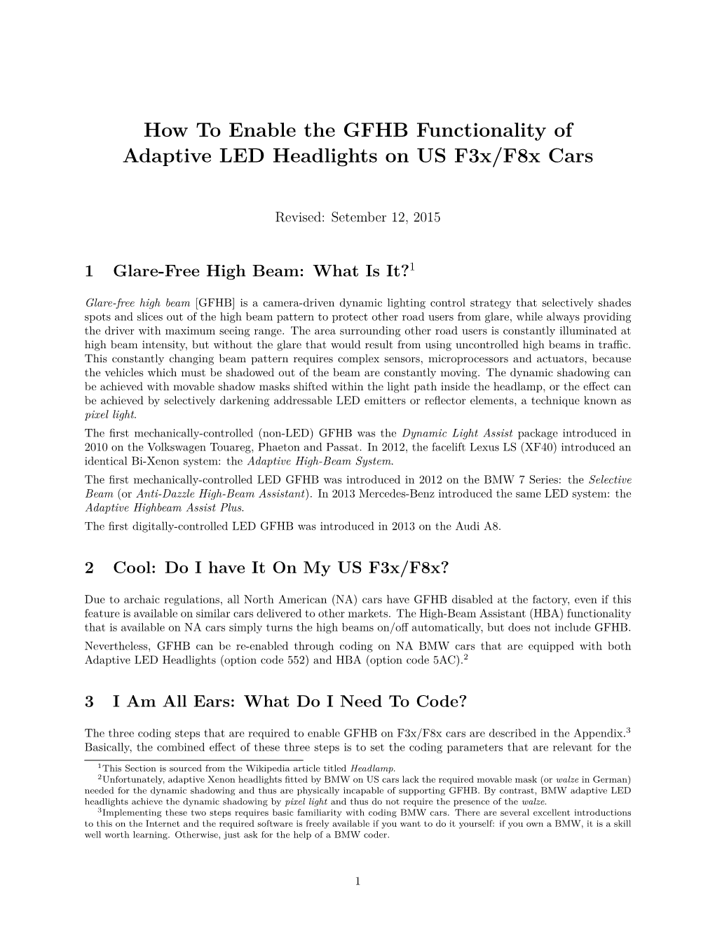 How to Enable the GFHB Functionality of Adaptive LED Headlights on US F3x/F8x Cars