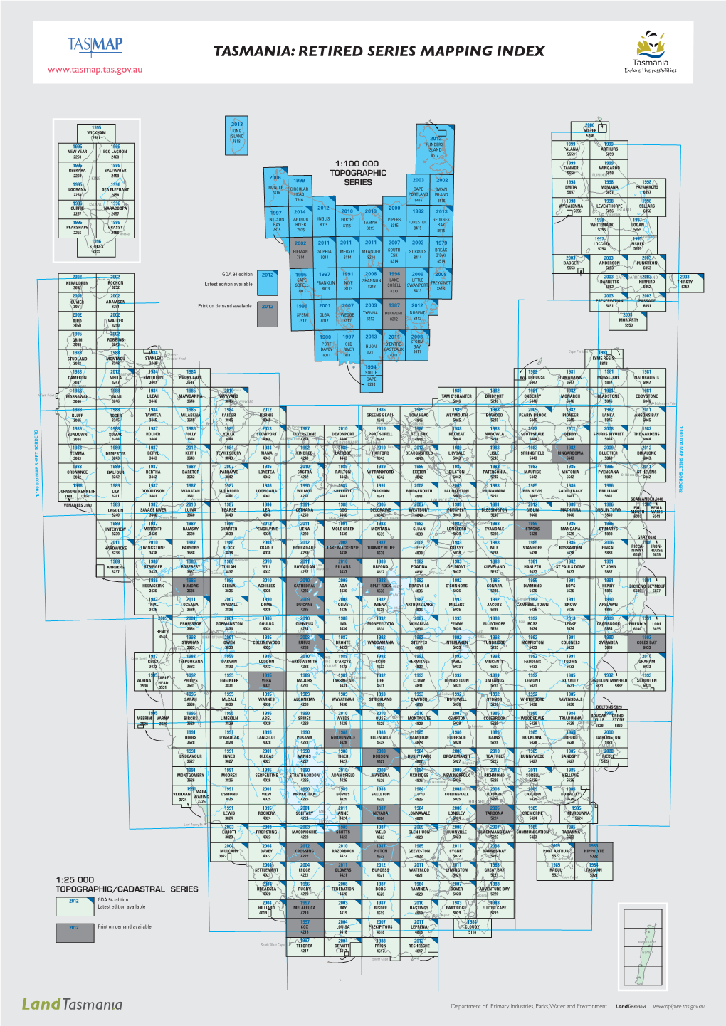 Tasmania: Retired Series Mapping Index