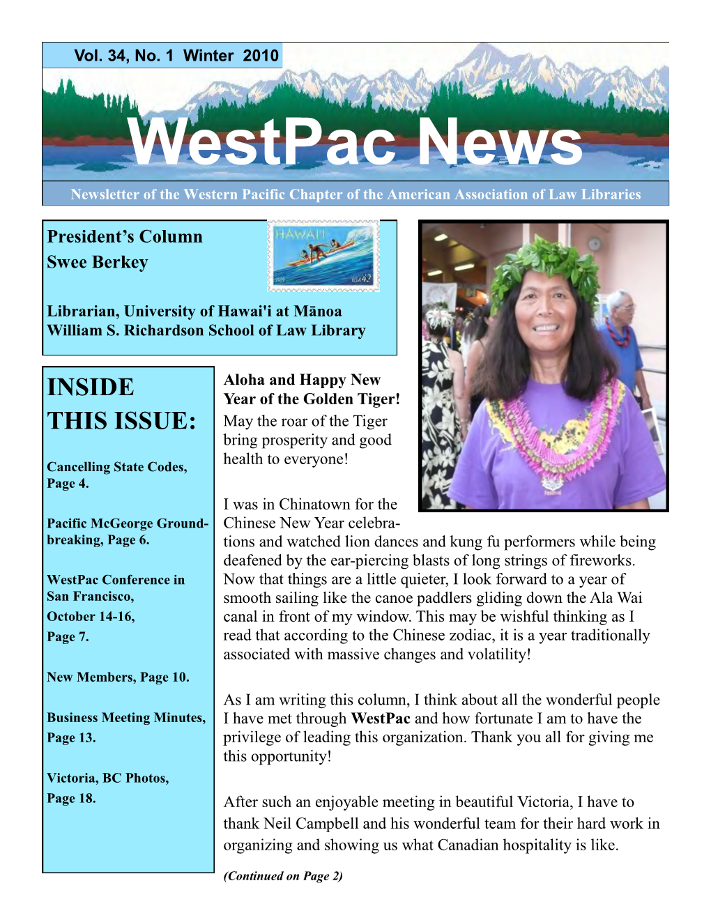 Westpac News Newsletter of the Western Pacific Chapter of the American Association of Law Libraries