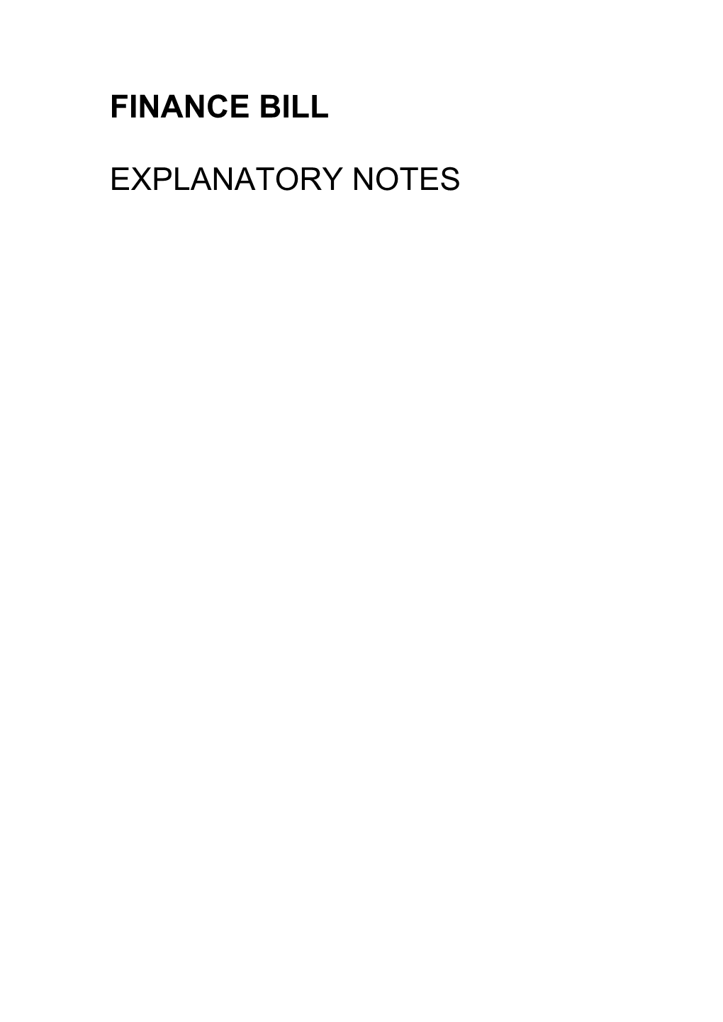 Finance Bill Explanatory Notes