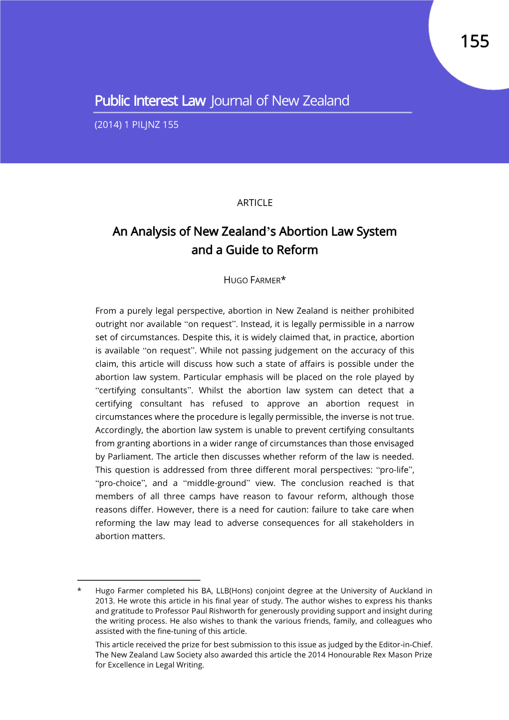 Public Interest Law Journal of New Zealand