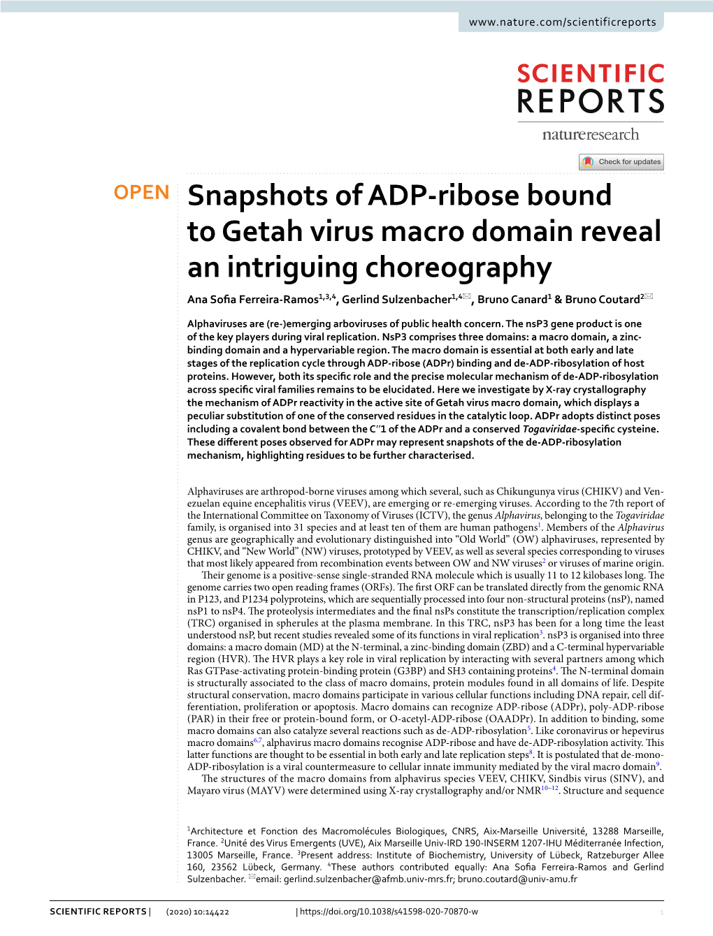 Snapshots of ADP-Ribose Bound to Getah Virus Macro Domain Reveal