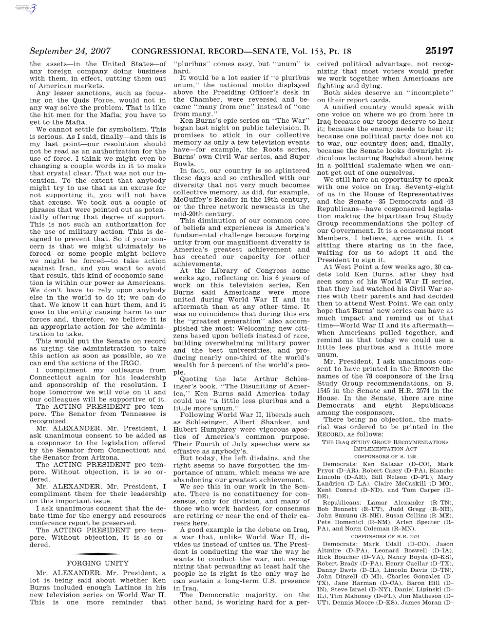 CONGRESSIONAL RECORD—SENATE, Vol. 153, Pt. 18