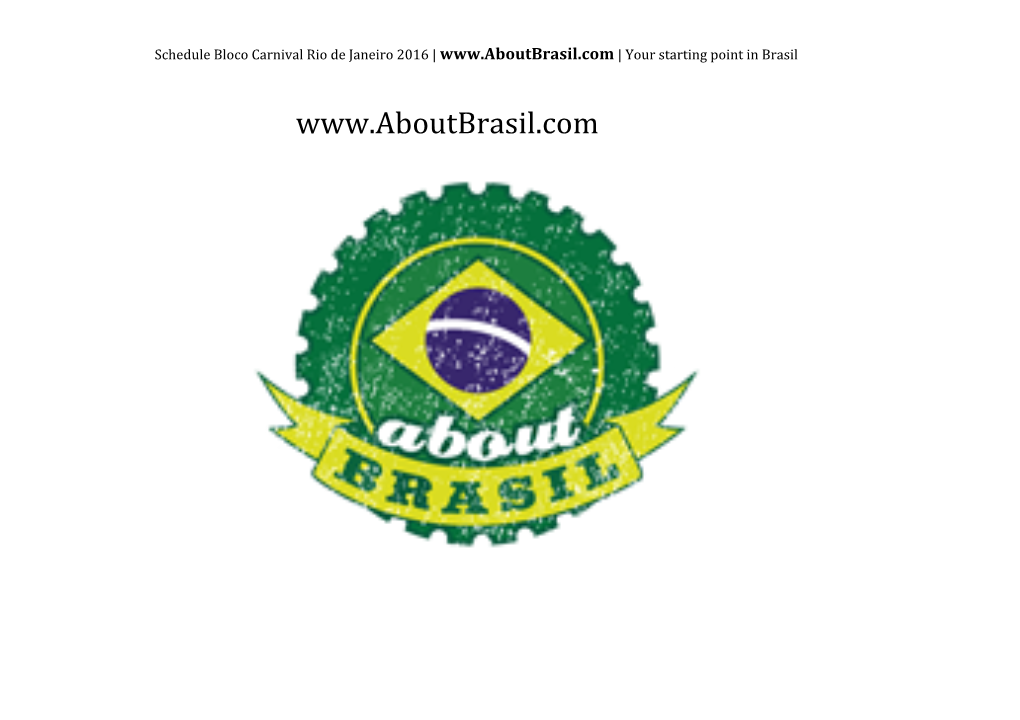 Handy Pdf Schedule Bloco's Carnaval Rio De Janeiro 2016