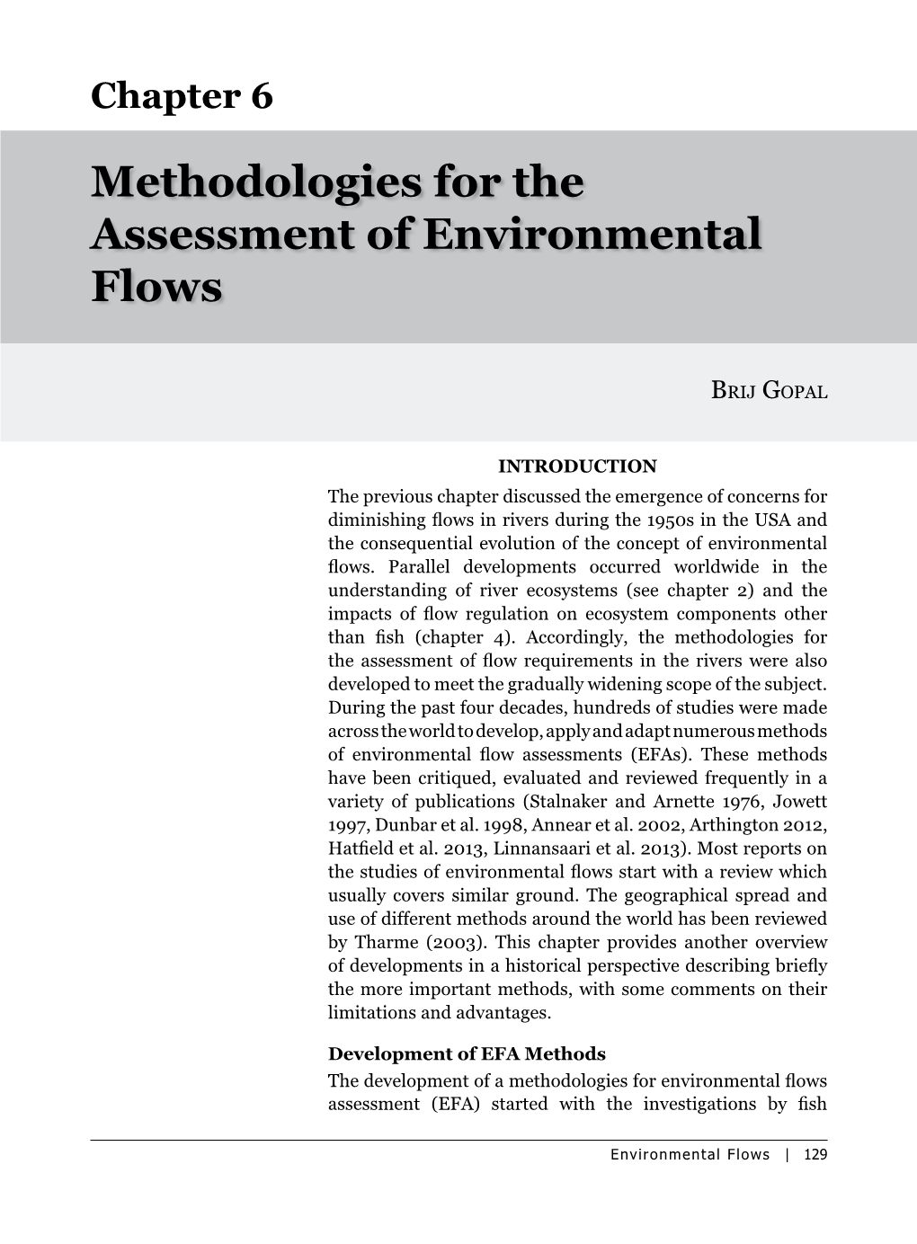 Methodologies for the Assessment of Environmental Flows