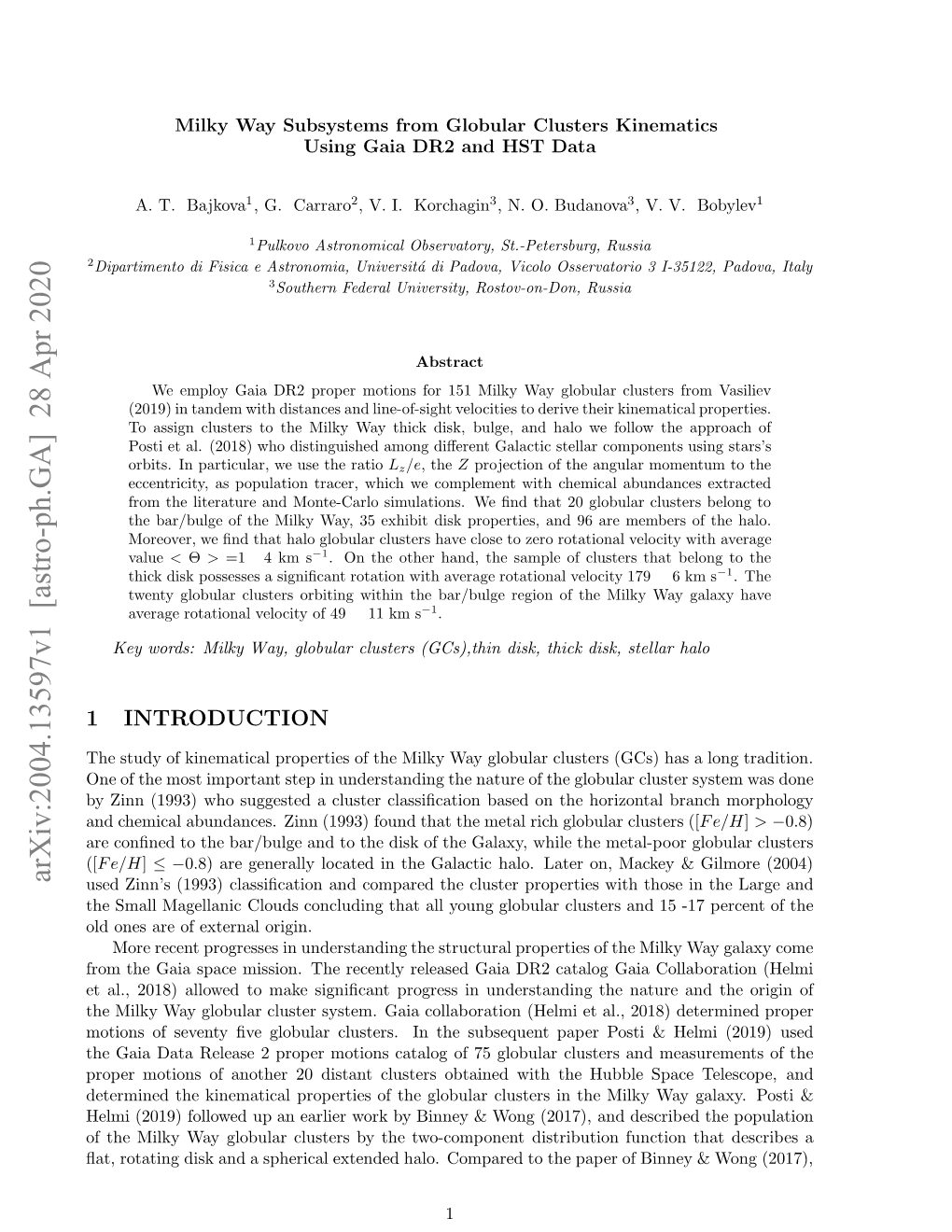 Arxiv:2004.13597V1 [Astro-Ph.GA] 28 Apr 2020 A,Rttn Ikadashrcletne Ao Oprdt Compared Dist Halo