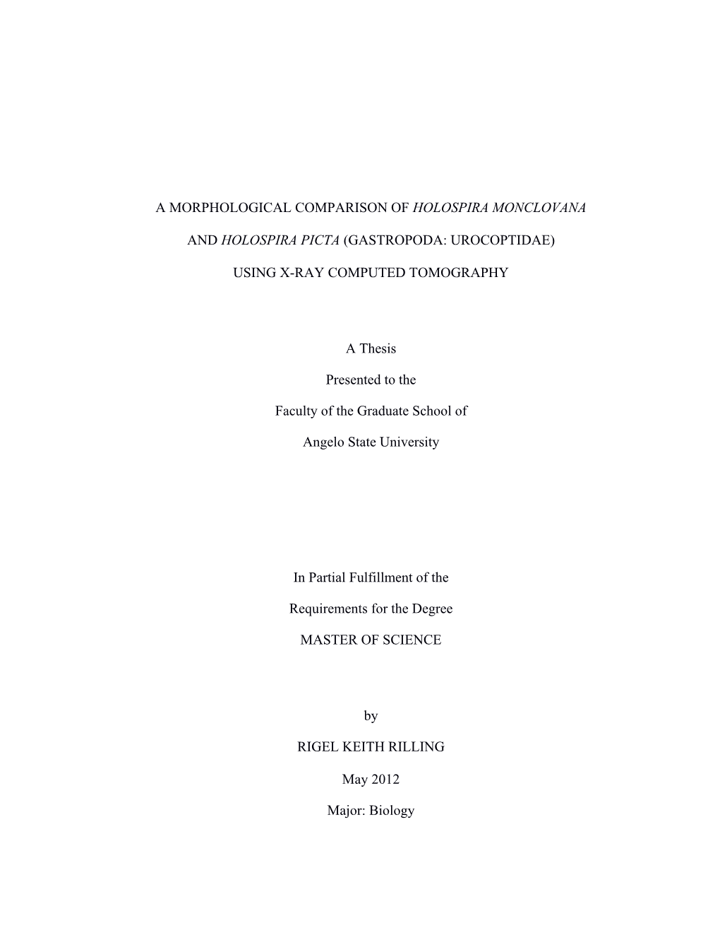 A Morphological Comparison of Holospira Monclovana