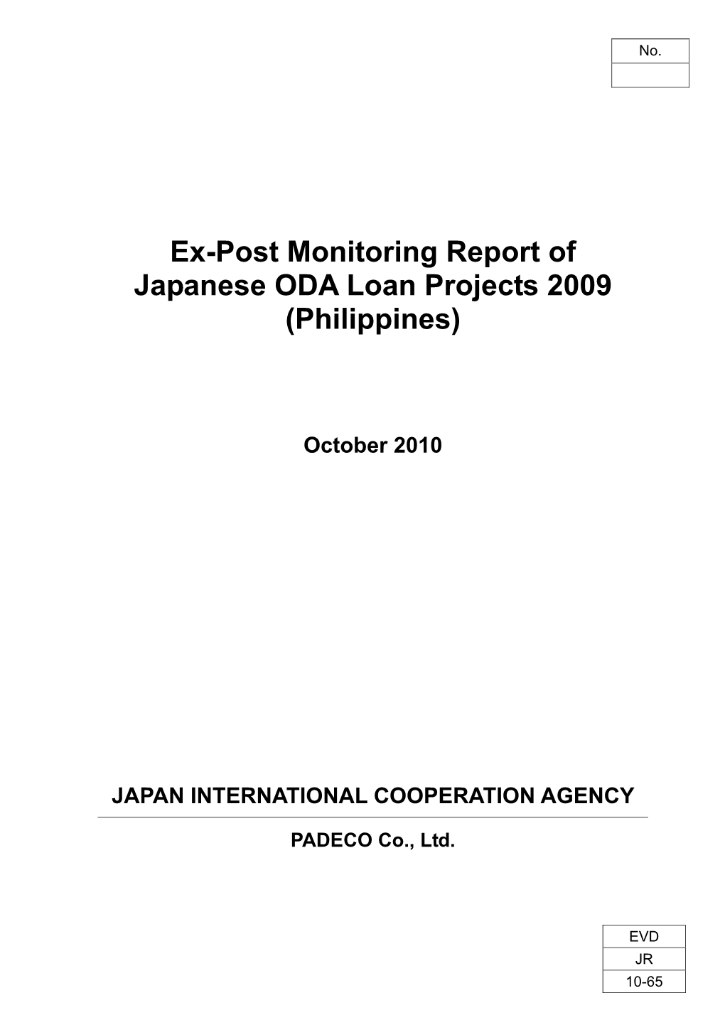 Ex-Post Monitoring Report of Japanese ODA Loan Projects 2009 (Philippines)