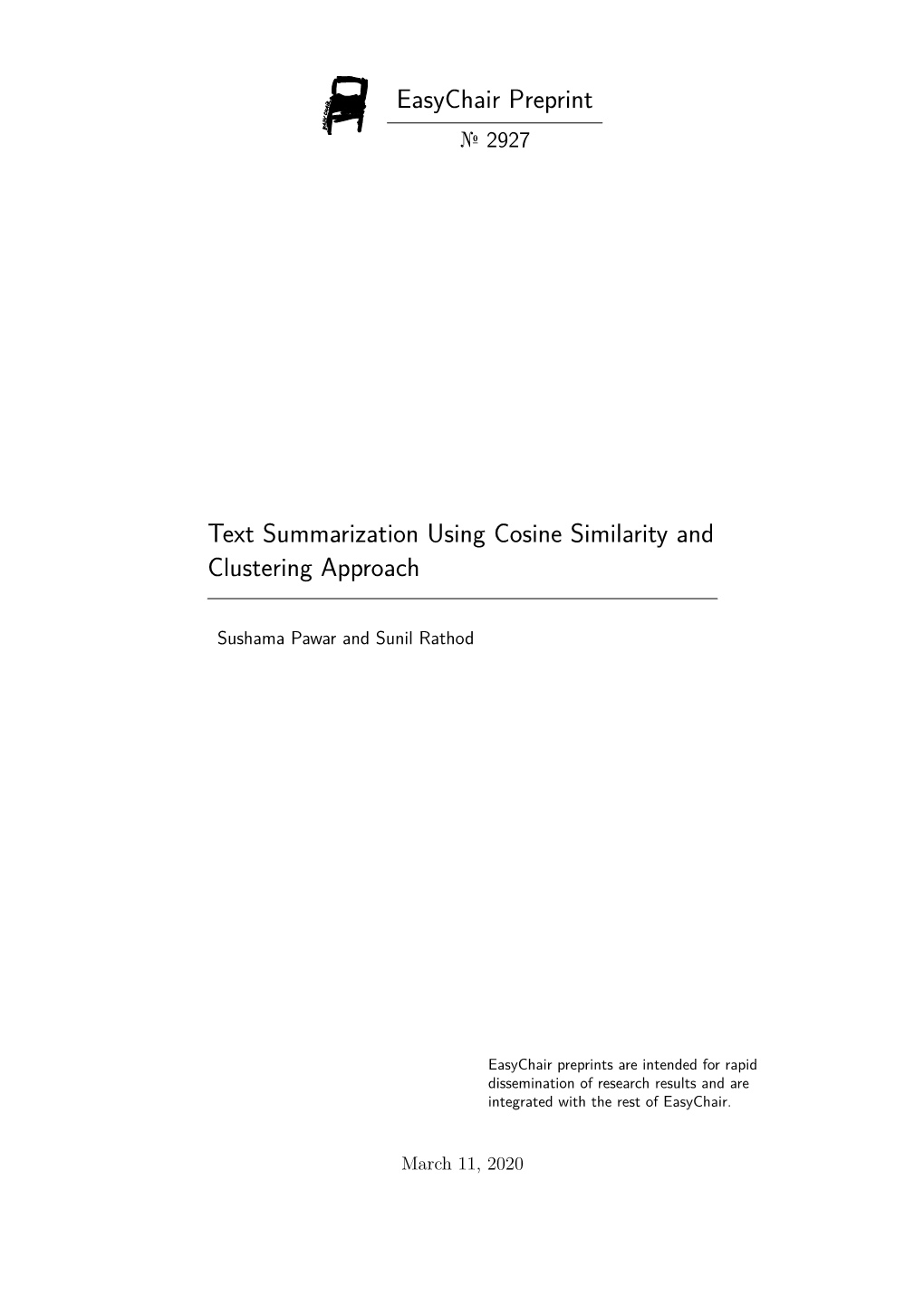 Text Summarization Using Cosine Similarity and Clustering Approach