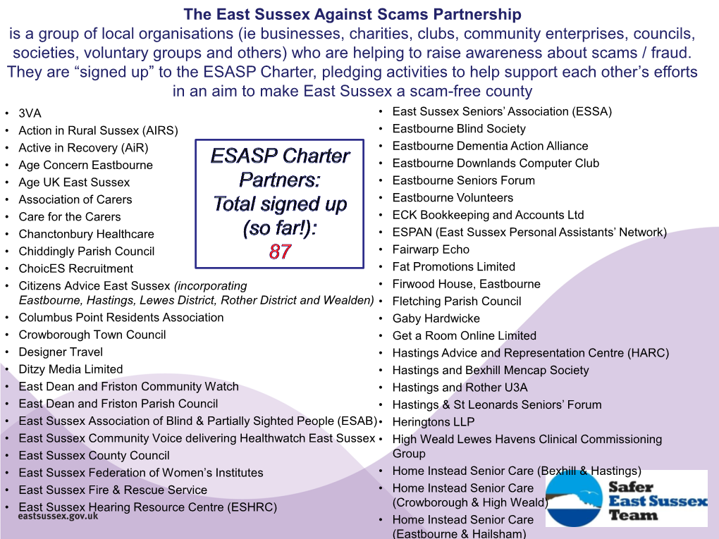 The East Sussex Against Scams Partnership Is