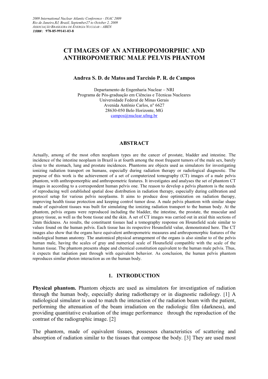 Ct Images of an Anthropomorphic and Anthropometric Male Pelvis Phantom