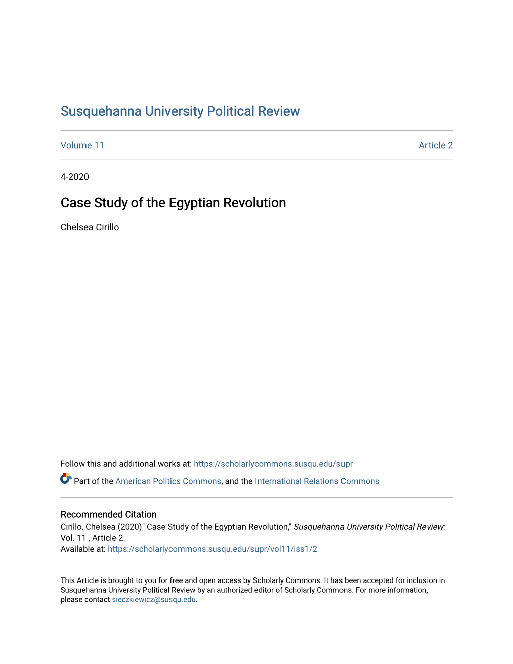 Case Study of the Egyptian Revolution