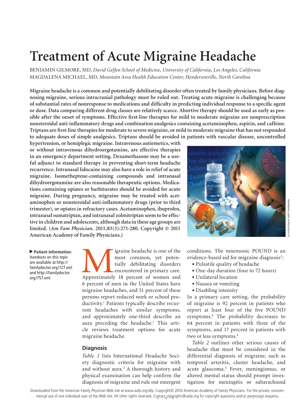 Treatment of Acute Migraine Headache