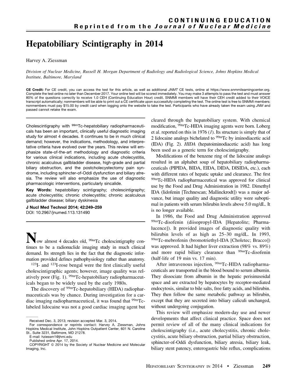 Hepatobiliary Scintigraphy in 2014