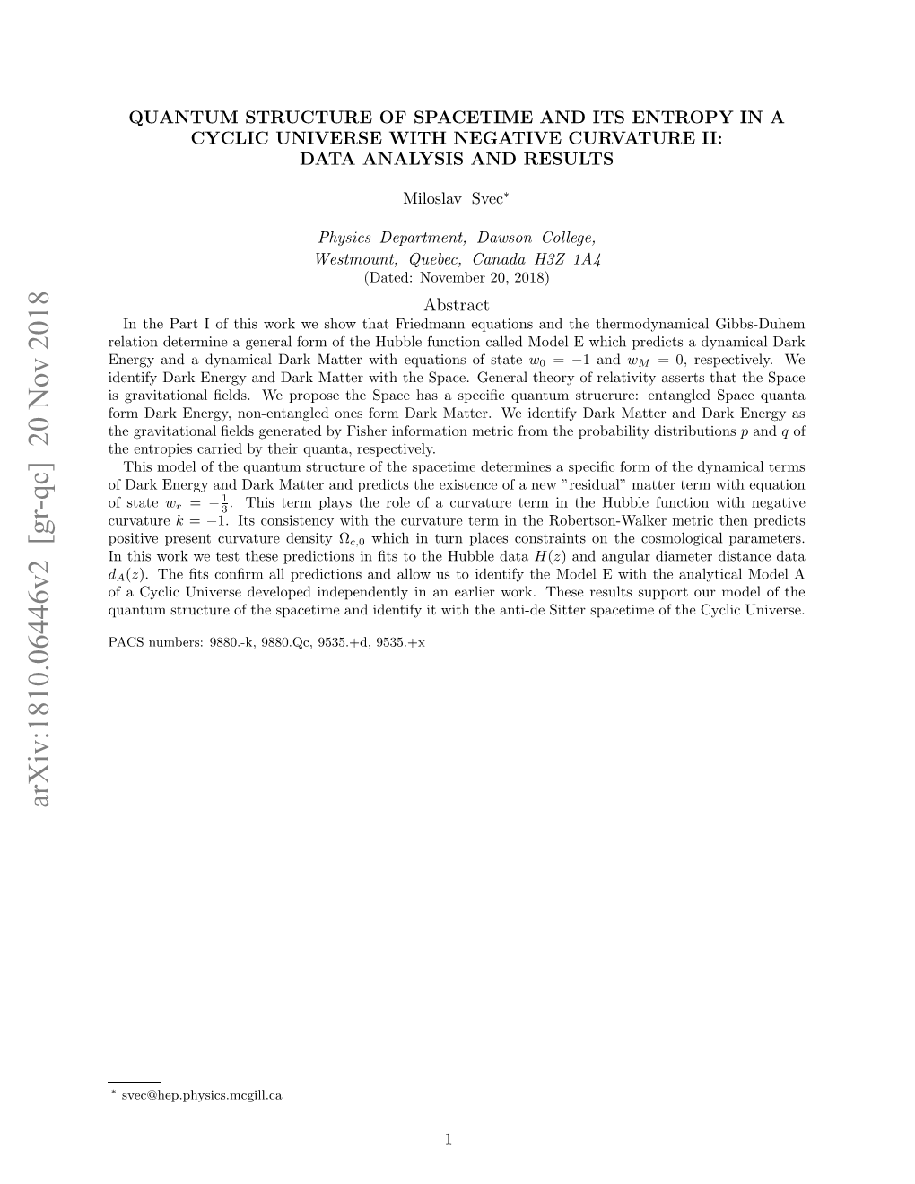 Arxiv:1810.06446V2 [Gr-Qc] 20 Nov 2018 H Nrpe Are Yterqat,Respectively