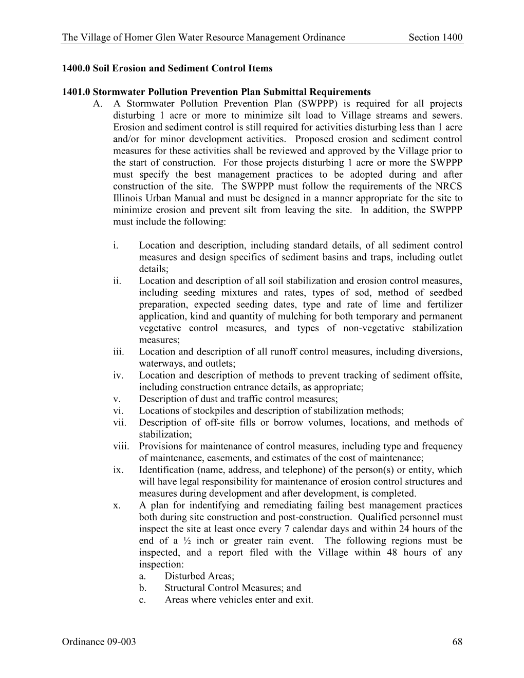 Soil Erosion and Sediment Control Items