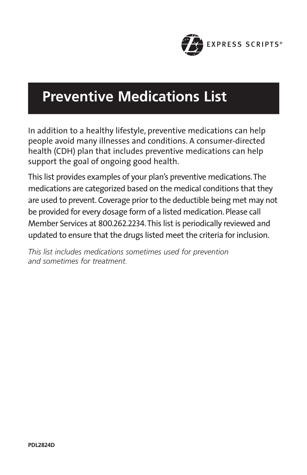 Preventive Medications List