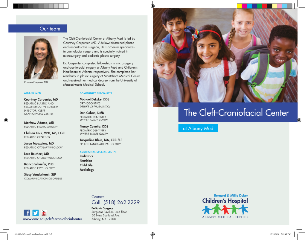 The Cleft-Craniofacial Center at Albany Med Is Led by Courtney Carpenter, MD