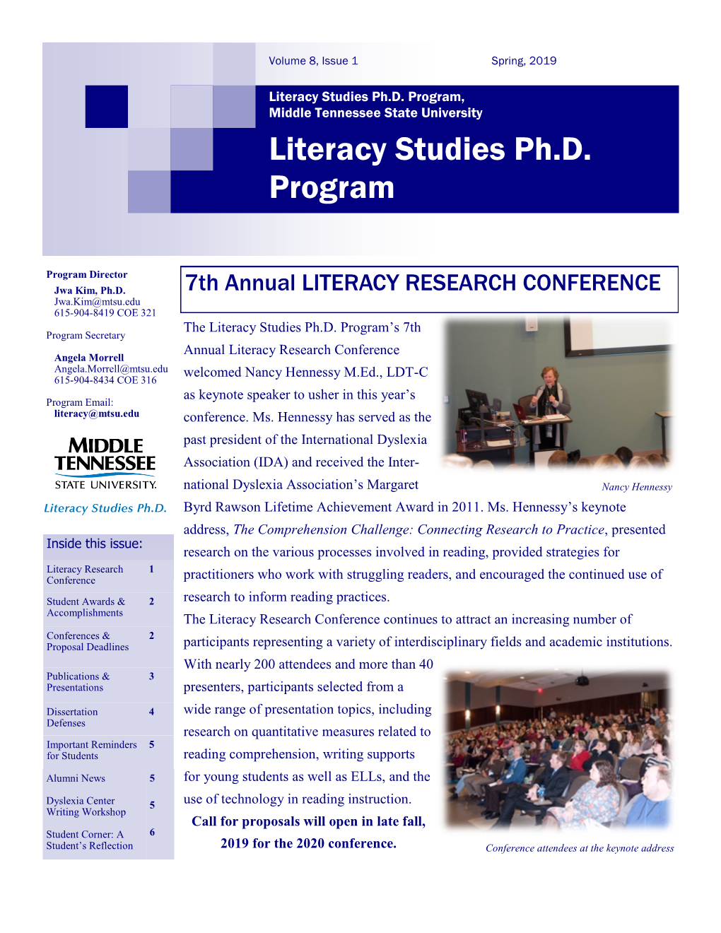 Literacy Studies Ph.D. Program, Middle Tennessee State University Literacy Studies Ph.D