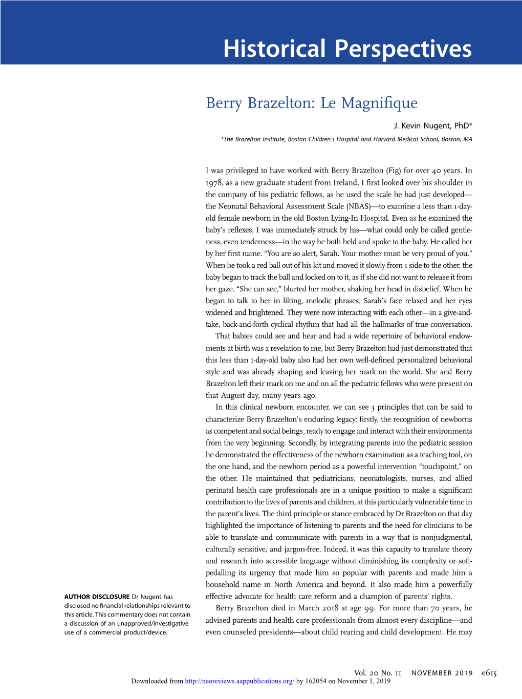 Historical Perspectives: Berry Brazelton: Le Magnifique J