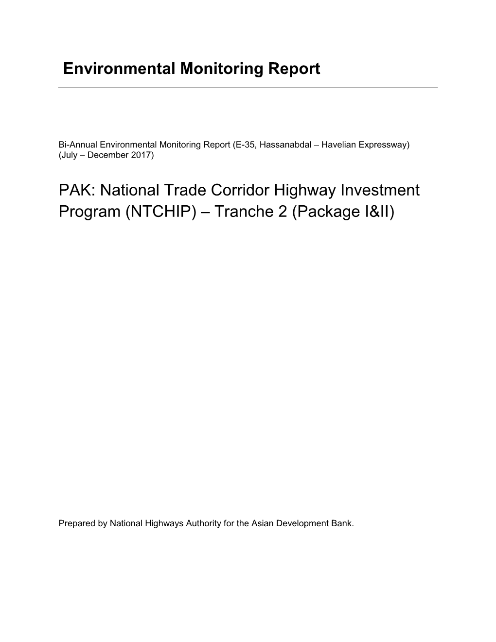 National Trade Corridor Highway Investment Program (NTCHIP) – Tranche 2 (Package I&II)