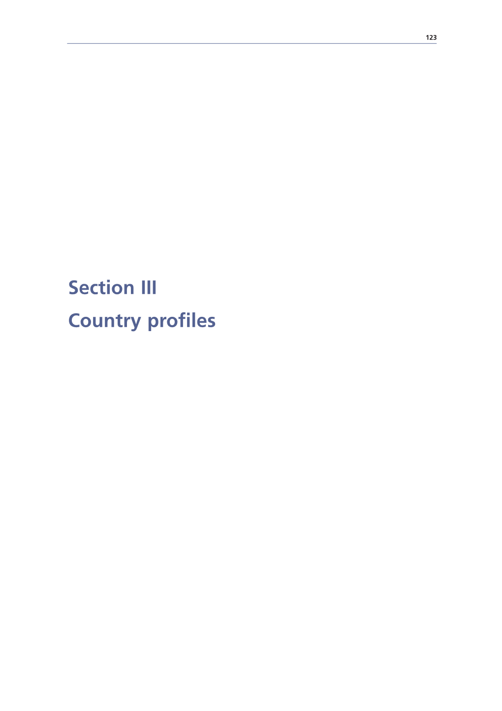 Section III Country Profiles