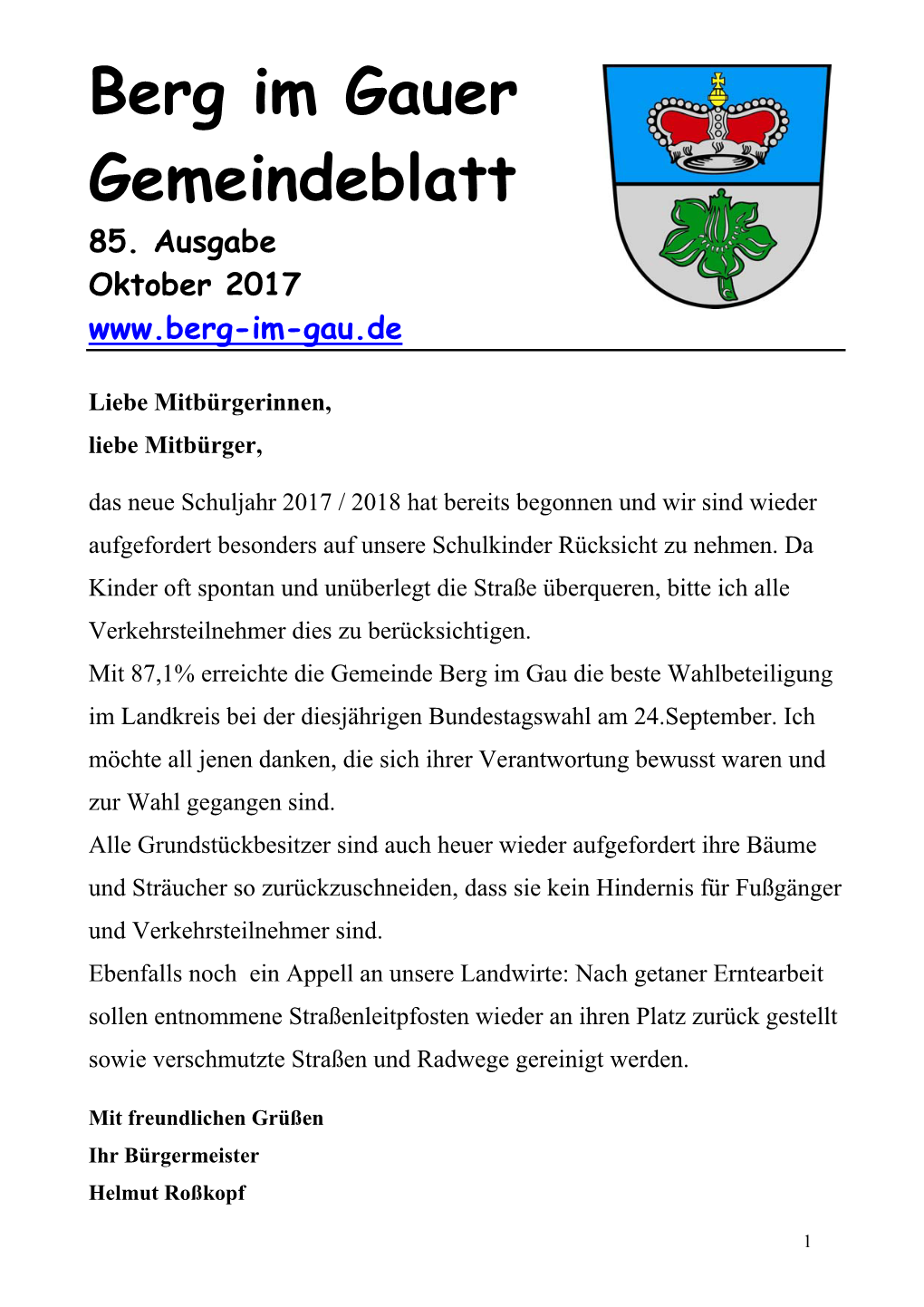 Berg Im Gauer Gemeindeblatt 85