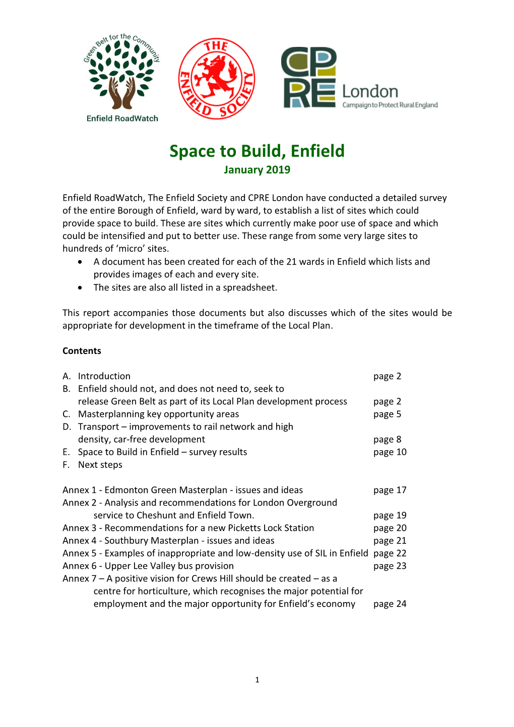 Space to Build, Enfield January 2019