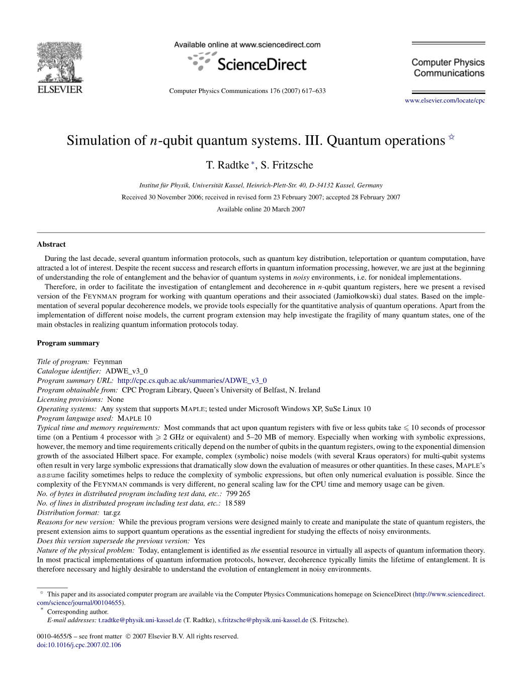 III. Quantum Operations ✩
