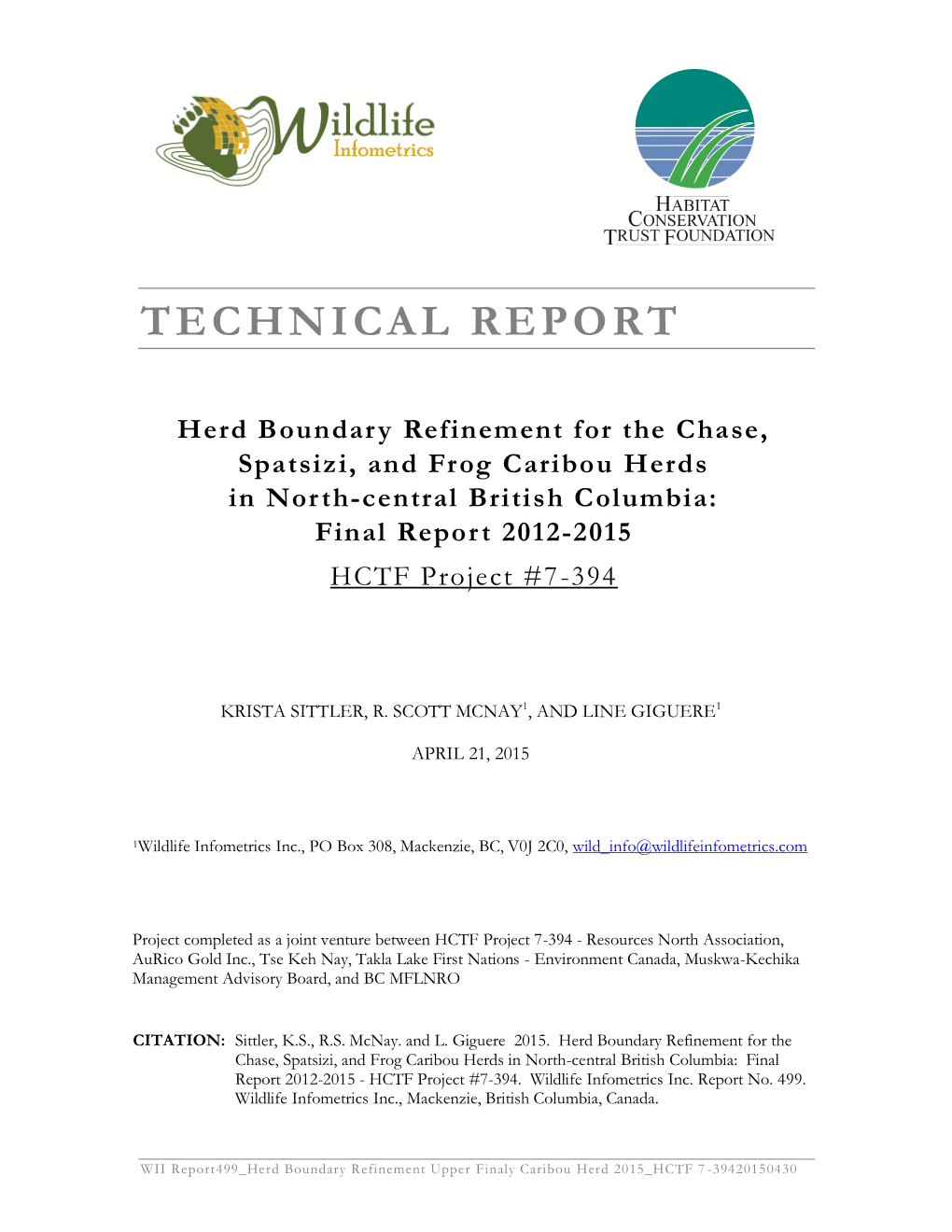 Final Report 2012-2015 HCTF Project #7-394
